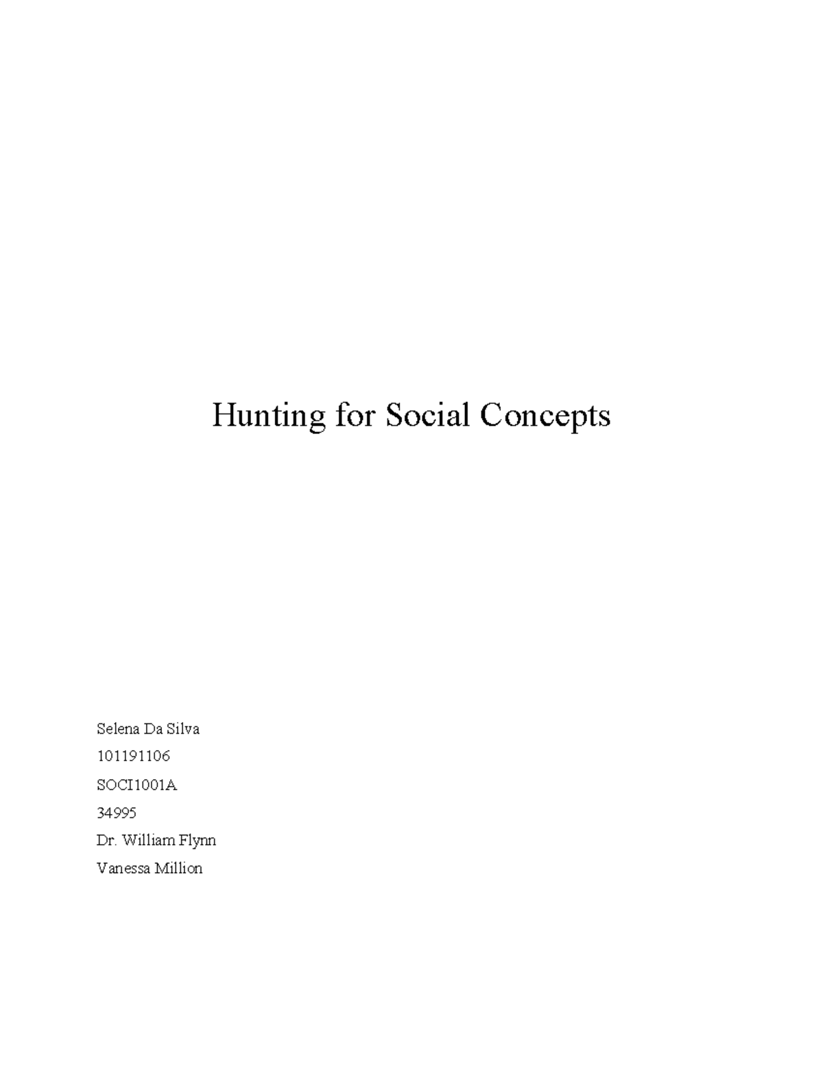 Social Interaction Assignment - Hunting for Social Concepts Selena Da ...