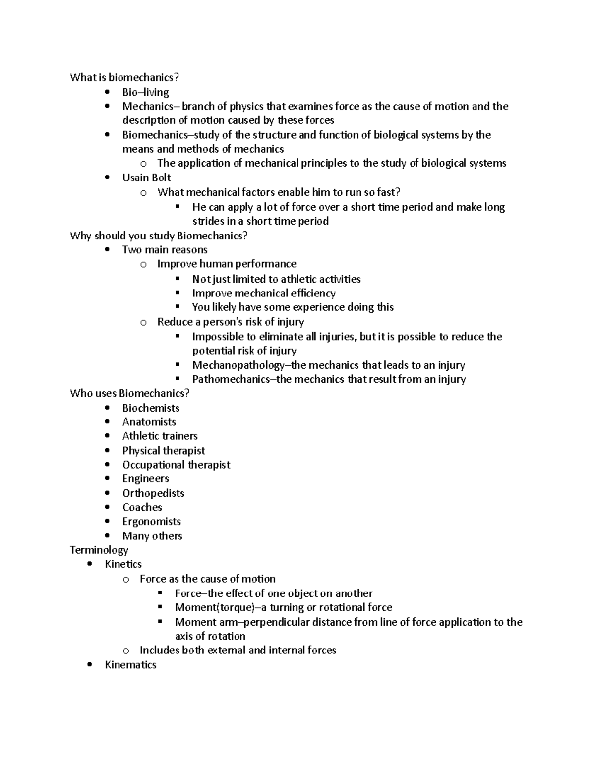 Ch 12 Biomechanics - What is biomechanics? Bio–living Mechanics– branch ...