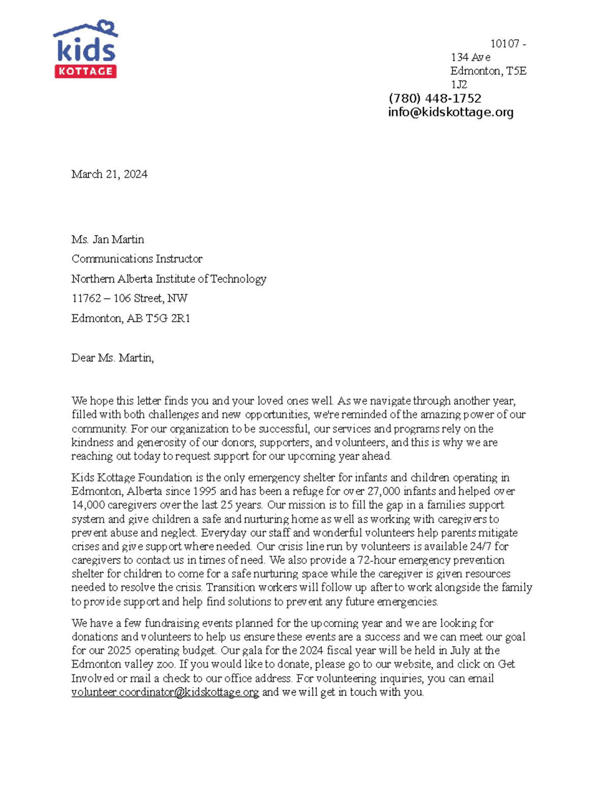 Indirect Letter Kids Kottage COMM2202 - 10107 - 134 Ave Edmonton, T5E ...