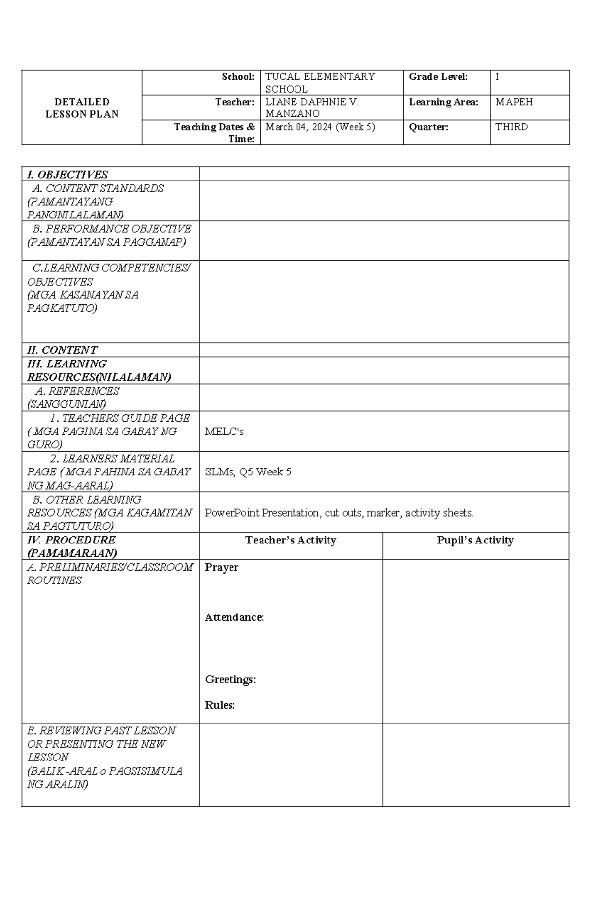 AP- Template-1 - Dlp in ap - DETAILED LESSON PLAN School: TUCAL ...