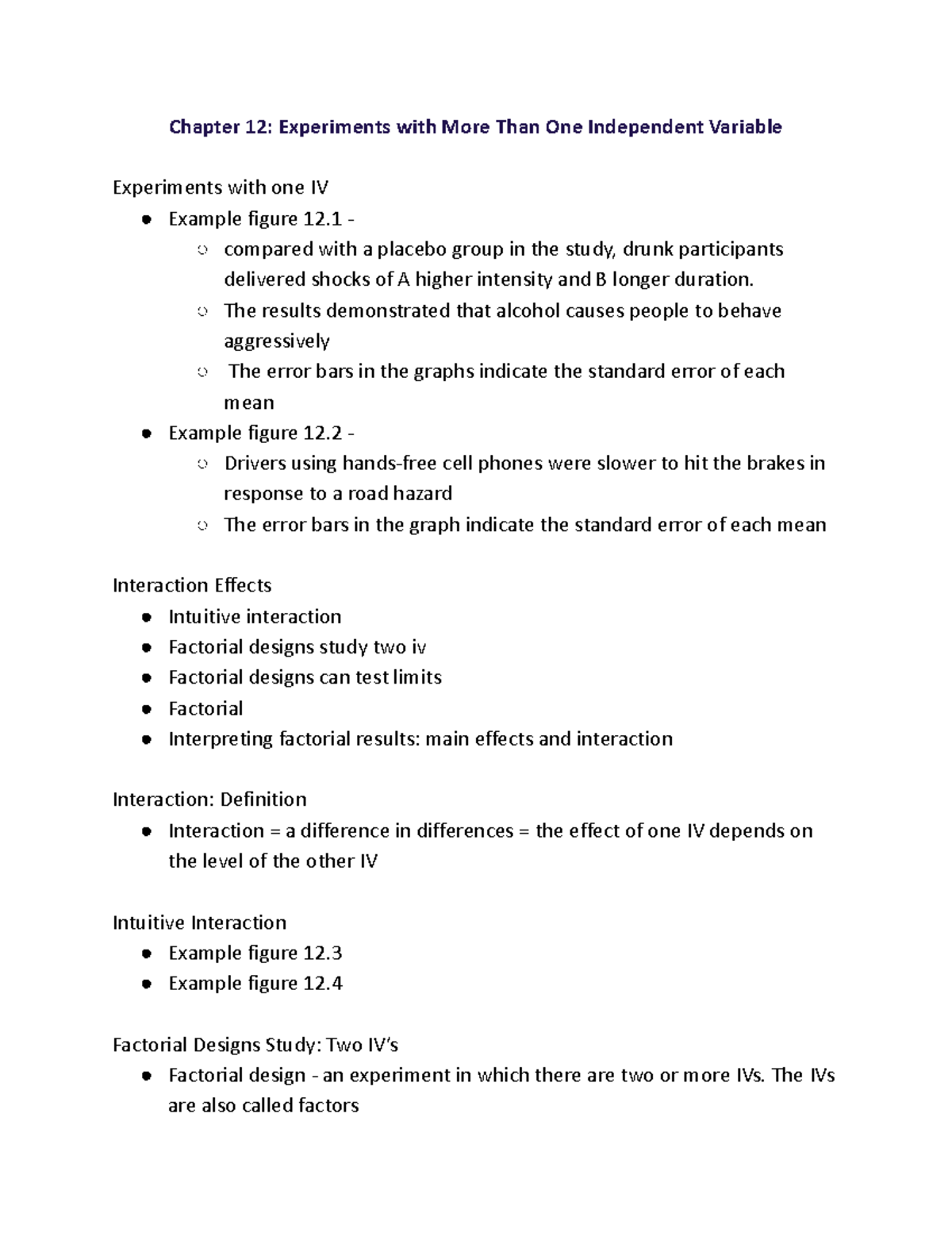 PSY 301 Notes Pt. 3 - Chapter 12: Experiments with More Than One ...