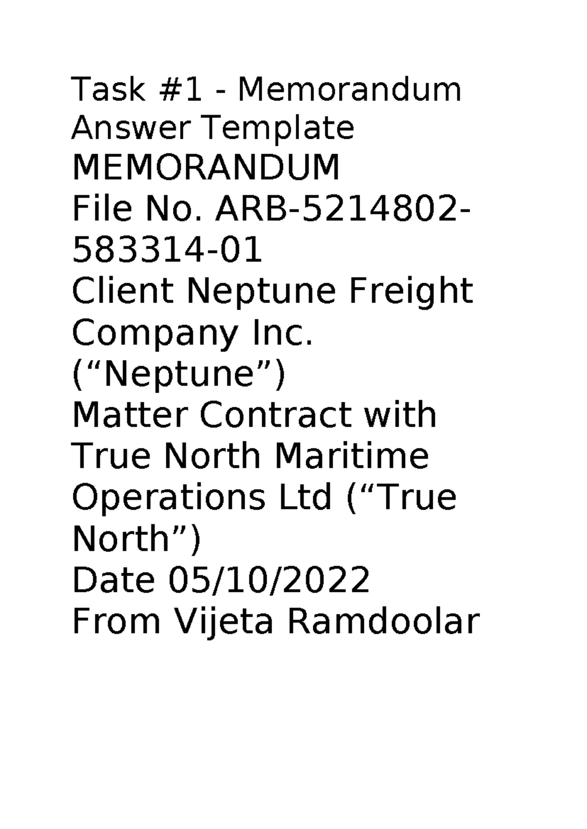 International Dispute Settlement (BCL2022) - Task #1 - Memorandum ...