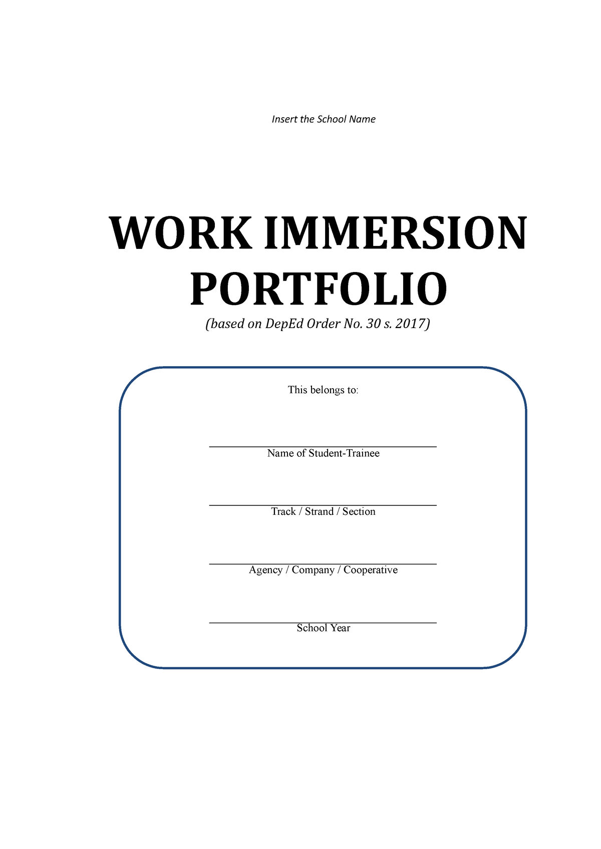 work immersion portfolio essay