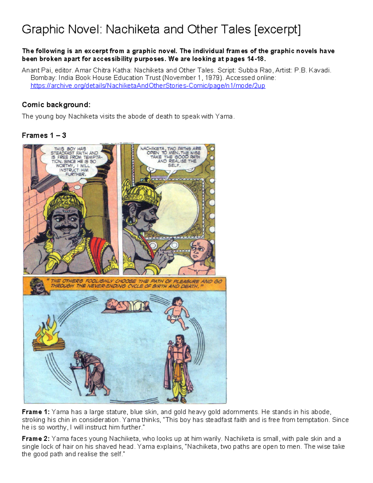 Katha Upanishad Graphic Novel Excerpt Described - Graphic Novel ...