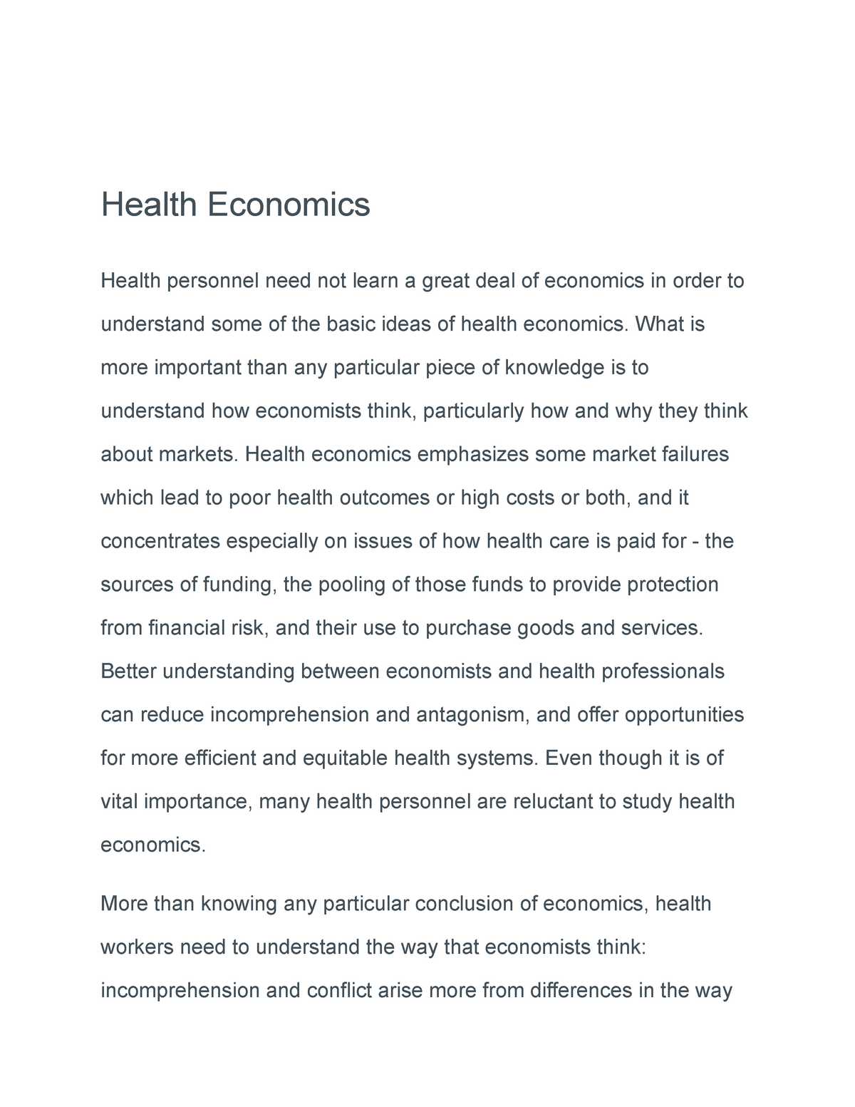 health economics topics for dissertation