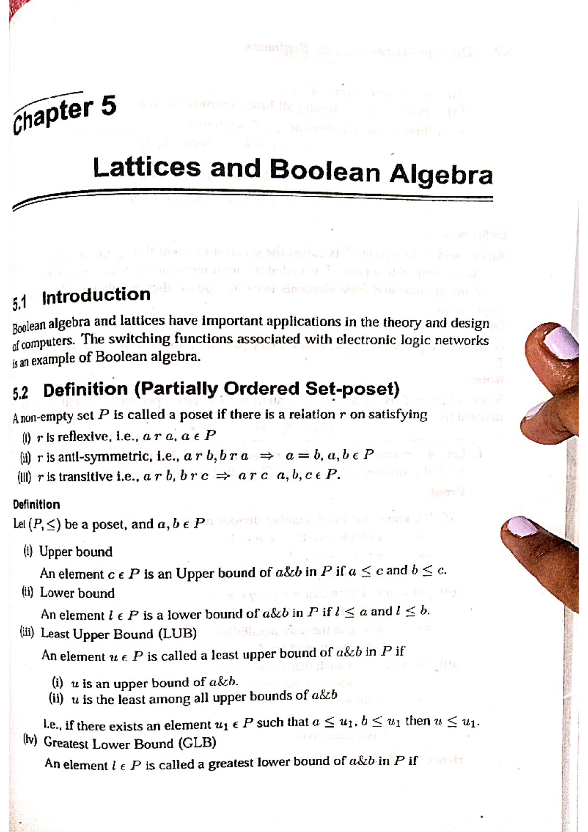 Ln 5 -lattices and Boolean algebra - Chapter 5 Lattices and Boolean ...