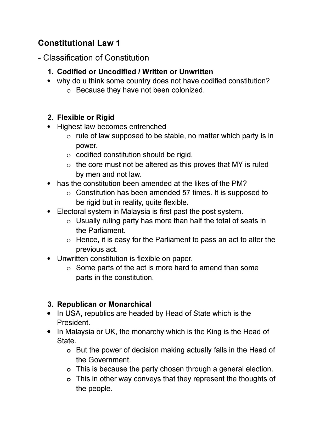 Notes (Consti Law) - Constitutional Law 1 - Classification Of ...