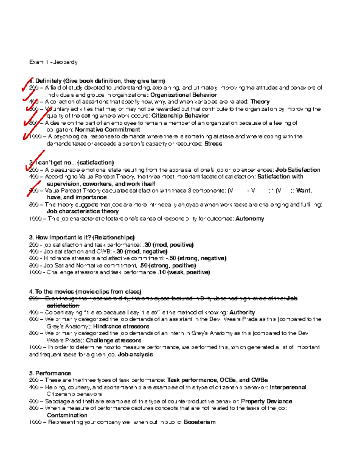 MGT 320 - Study guide for exam - Exam 1 - Jeopardy Definitely (Give ...