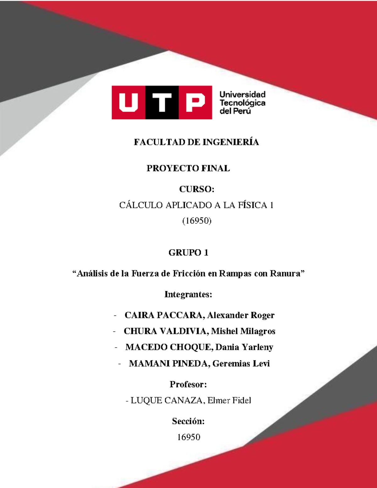 CAF1 Proyectofinal - apuntes - FACULTAD DE INGENIERÍA PROYECTO FINAL ...