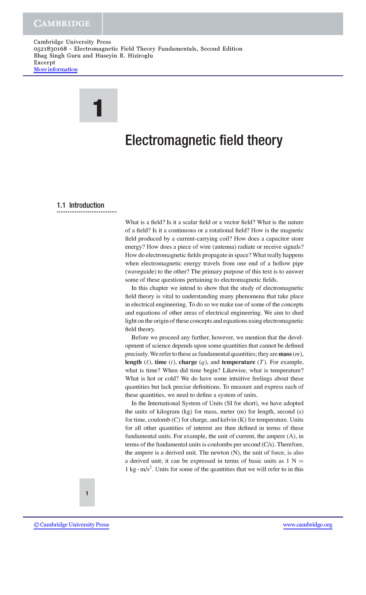 Electromagnetic Field Theory Fundamental - 1 Electromagnetic Field ...