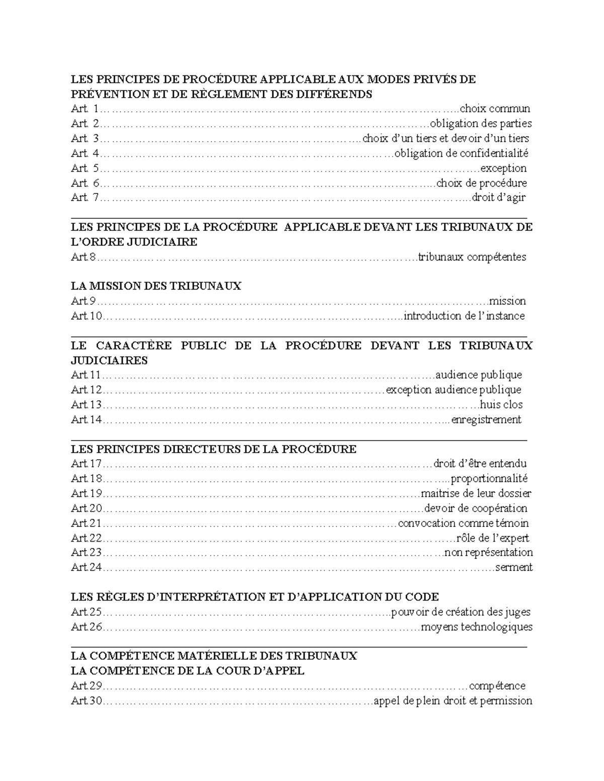 Procé - Tableau résumé - LES PRINCIPES DE PROCÉDURE APPLICABLE AUX ...