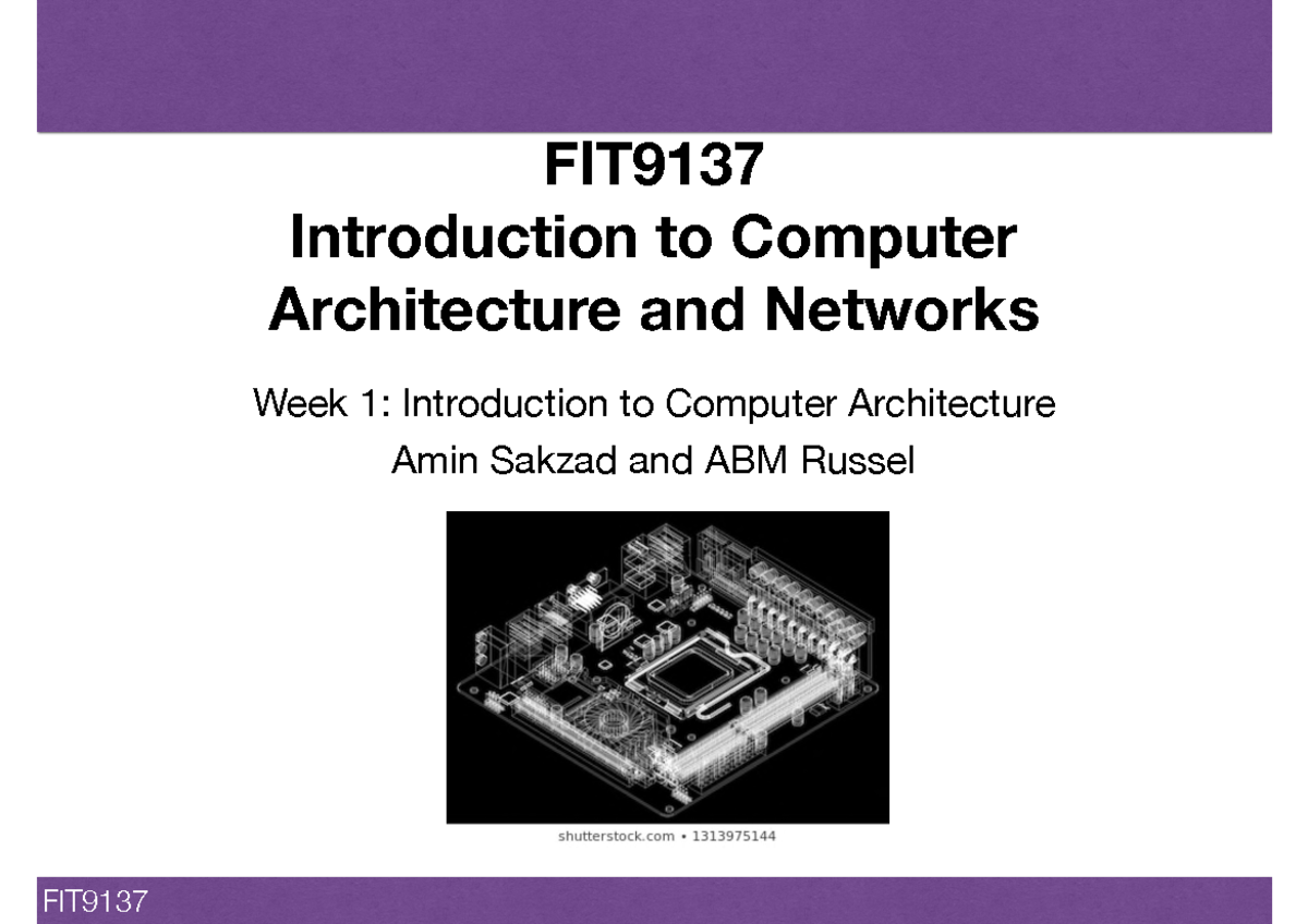 Week 1 - Introduction To Computer Architecture - - Studocu