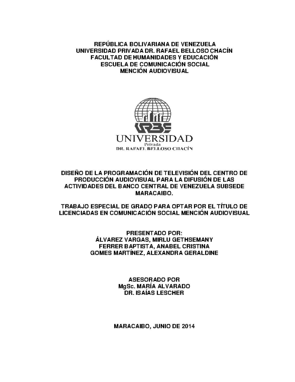 Intro - Tesis - REPÚBLICA BOLIVARIANA DE VENEZUELA UNIVERSIDAD PRIVADA ...