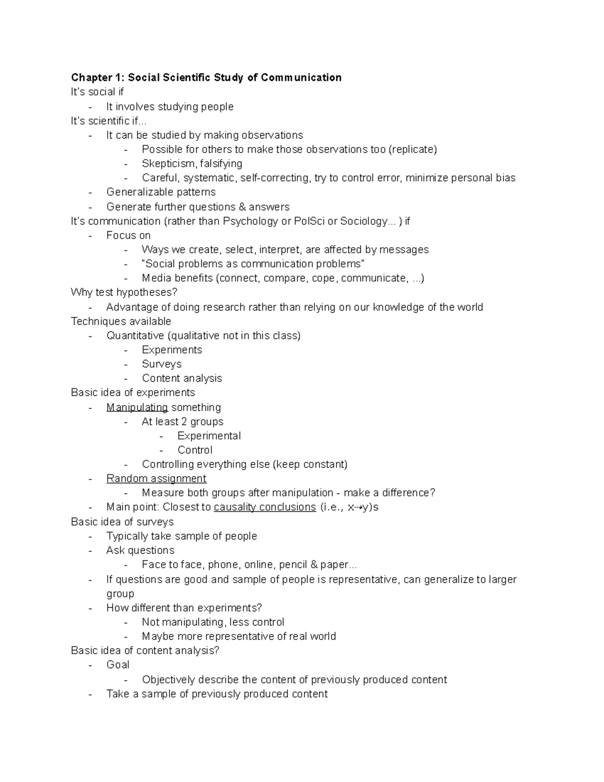Lecture 1 - Chapter 1: Social Scientific Study of Communication It’s ...
