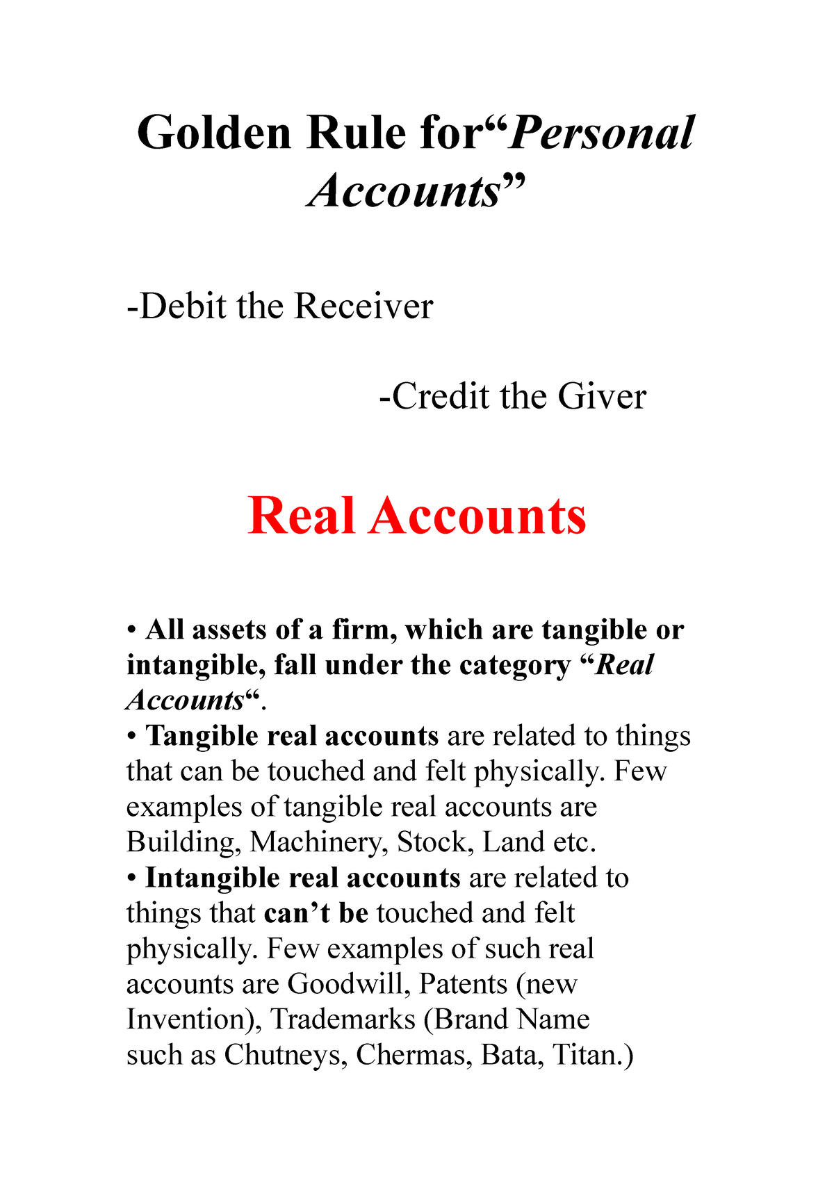 Golden Rule for personal accounts - Golden Rule for“Personal Accounts