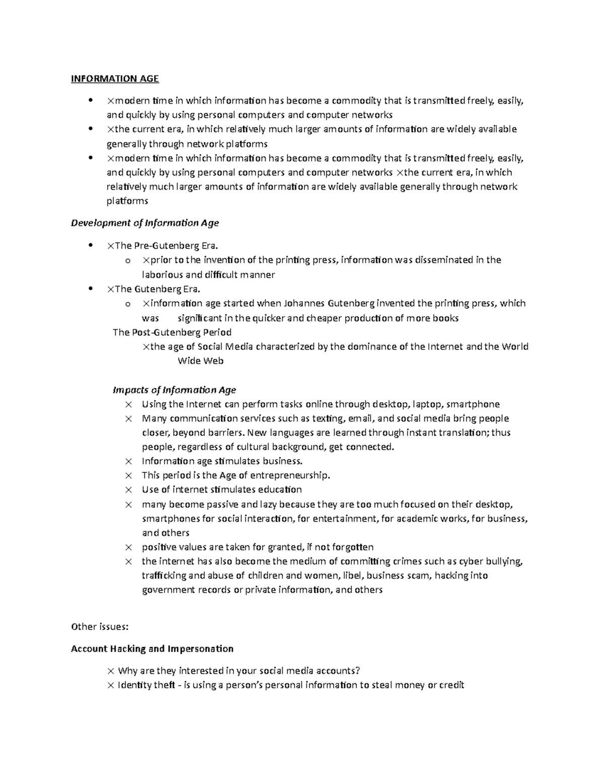 Infromation Age - INFORMATION AGE modern time in which information has ...