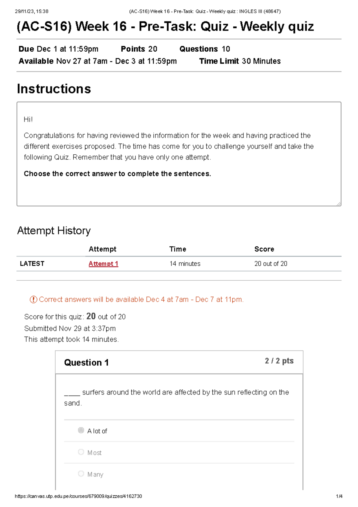 Ac S16 Week 16 Pre Task Quiz Weekly Quiz Ingles Iii 48647 Ac Ac S16 Week 16 Pre Task Quiz Weekly Quiz Ingles Iii 48647 Ac