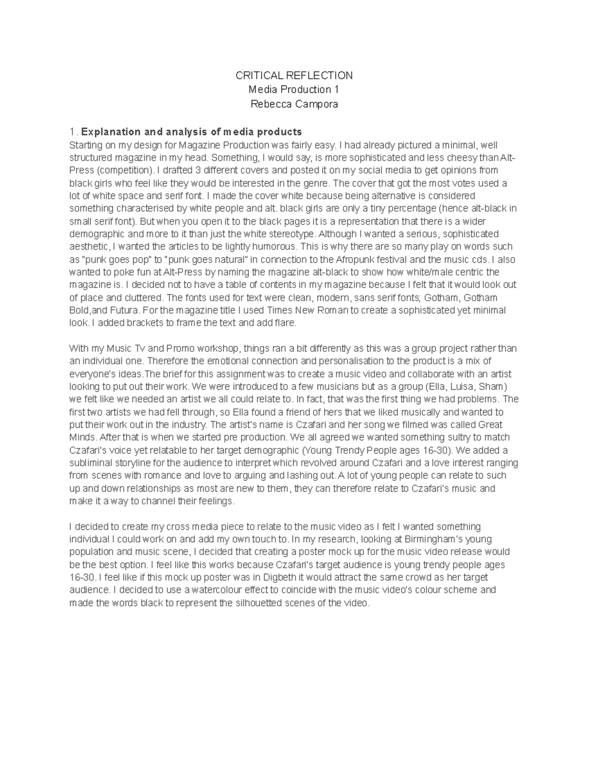 Critical Reflection (Music and Mag)-2 - CRITICAL REFLECTION Media ...