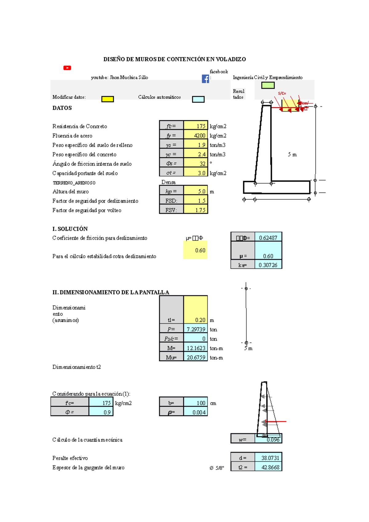 Diseño De Muros De Contención En Voladizo DiseÑo De Muros De ContenciÓn En Voladizo Youtube 9781