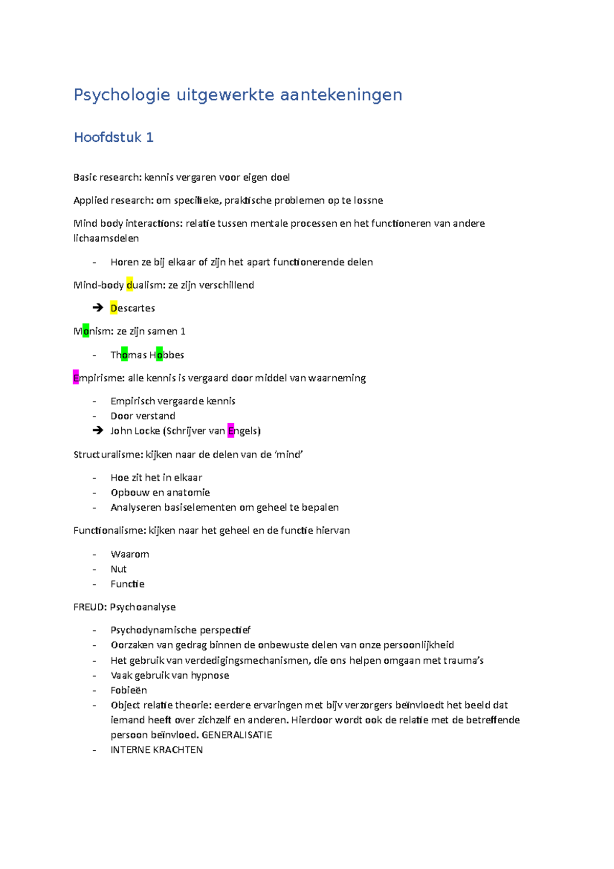 Psychologie Uitgewerkte Aantekeningen - Psychologie Uitgewerkte ...