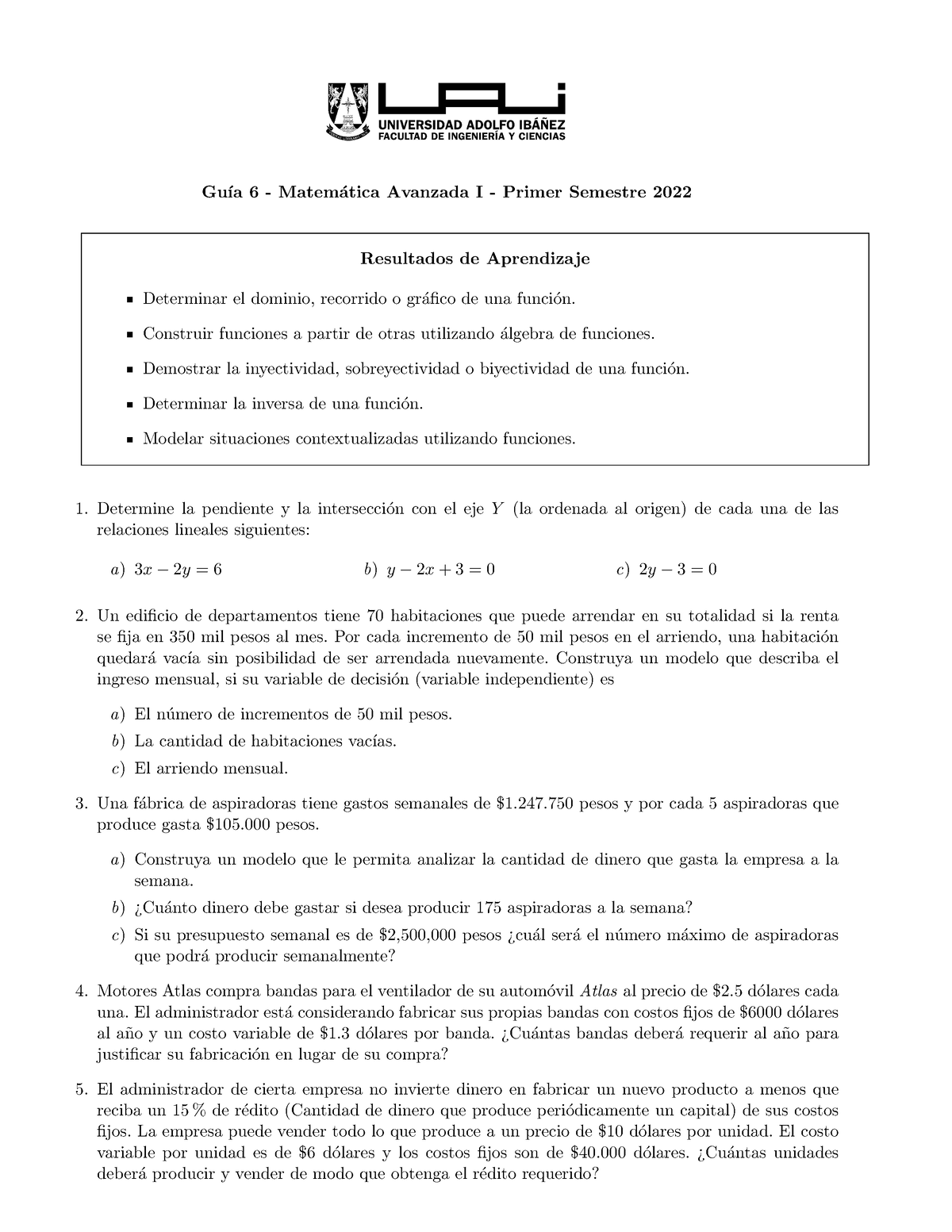 G6 Ejercicios Matemáticas Avanzadas Gu ́ıa 6 Matem ́atica Avanzada I Primer Semestre 9660