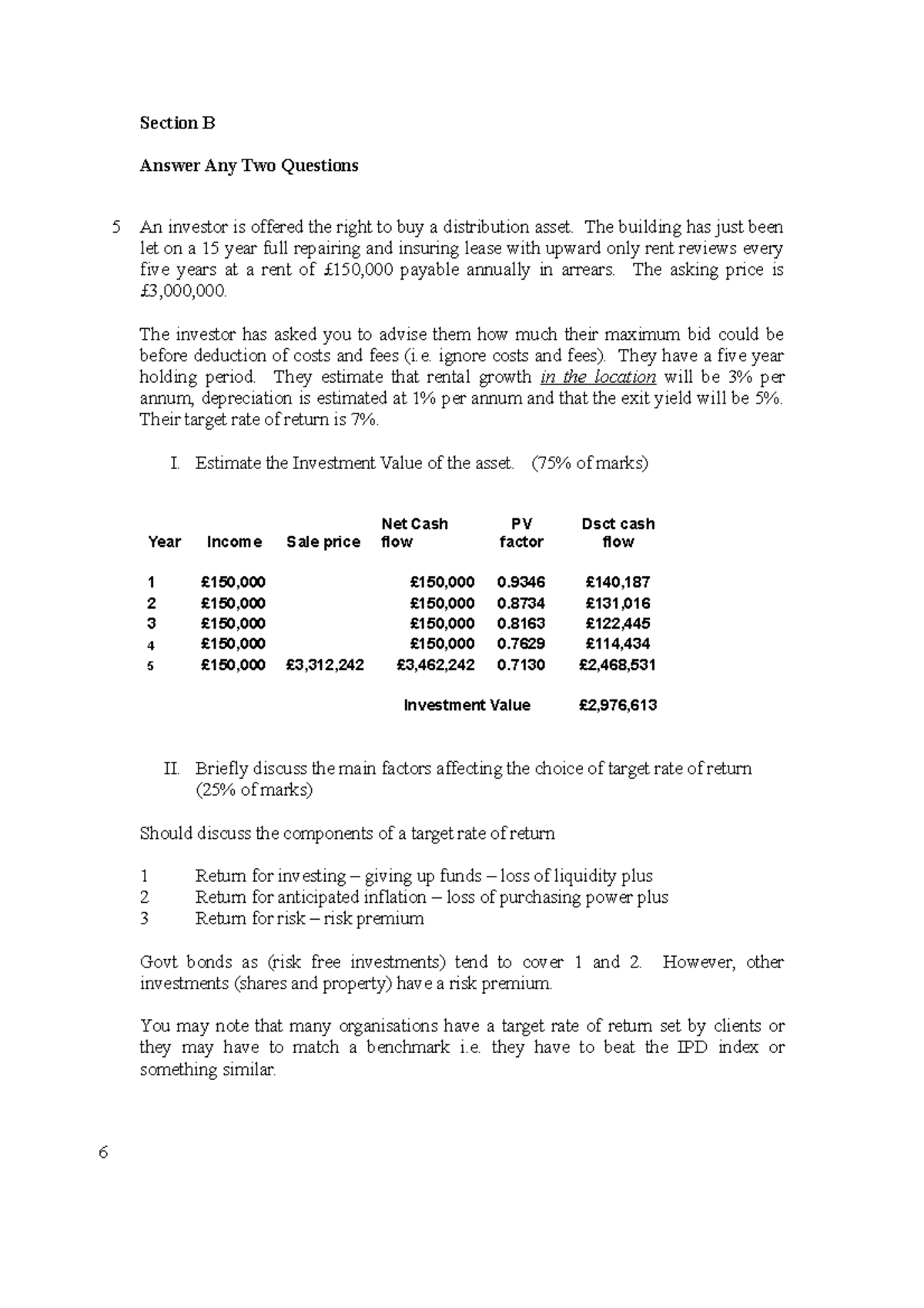 Sample practice Exam 2009 Answers Section B Answer Any Two Questions