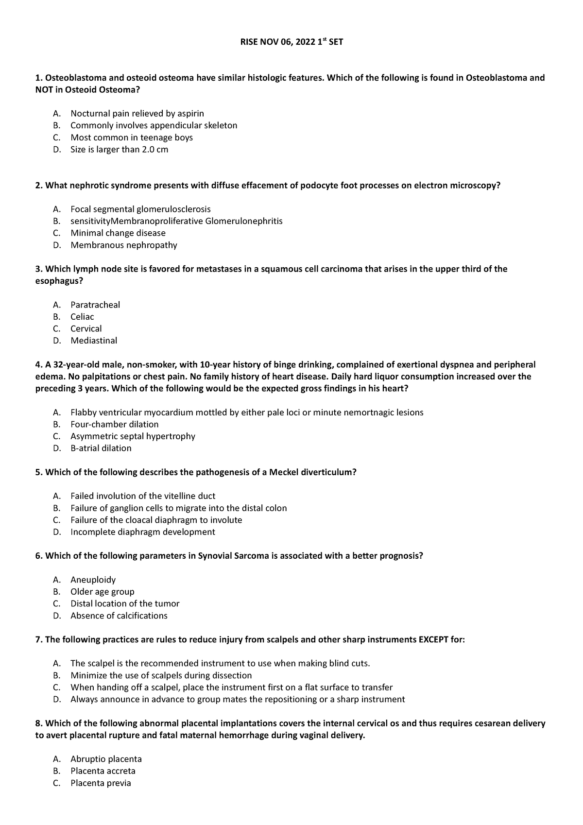 RISE 2022 - anatomic exam review - RISE NOV 06, 2022 1st SET ...