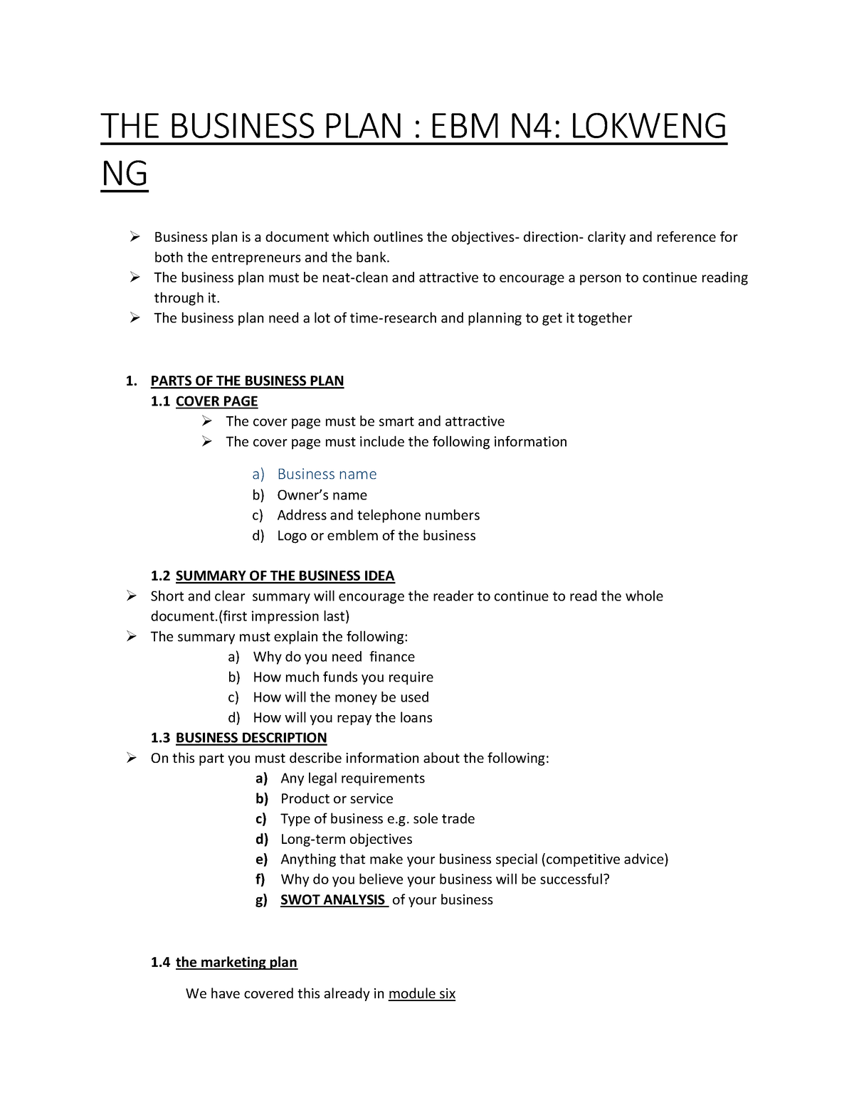 ebm business plan assignment