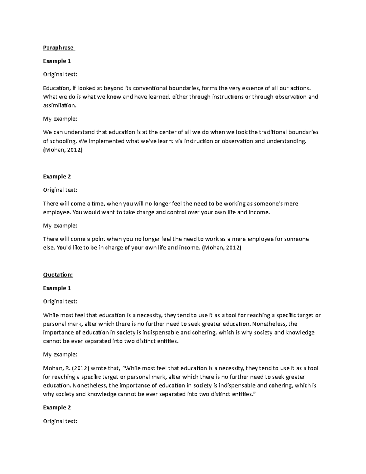 Unit 3- academic writing skills (paraphrase and quotation) - Paraphrase ...