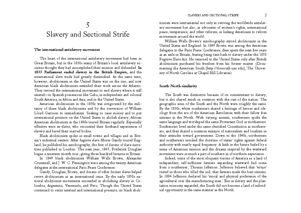 05 Slavery And Sectional Strife Textos históricos y culturales