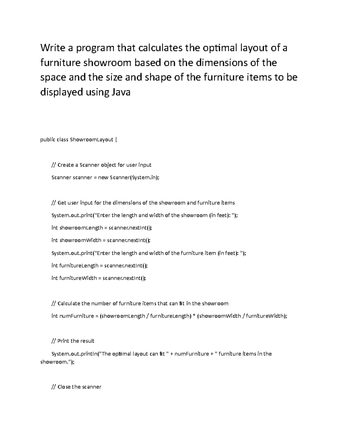 Comp6024-optimal layout-Java - Write a program that calculates the ...