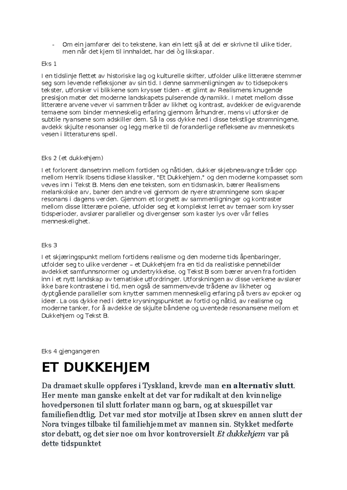 Forarbeid norsk innledning utkast - Om ein jamfører dei to tekstene ...