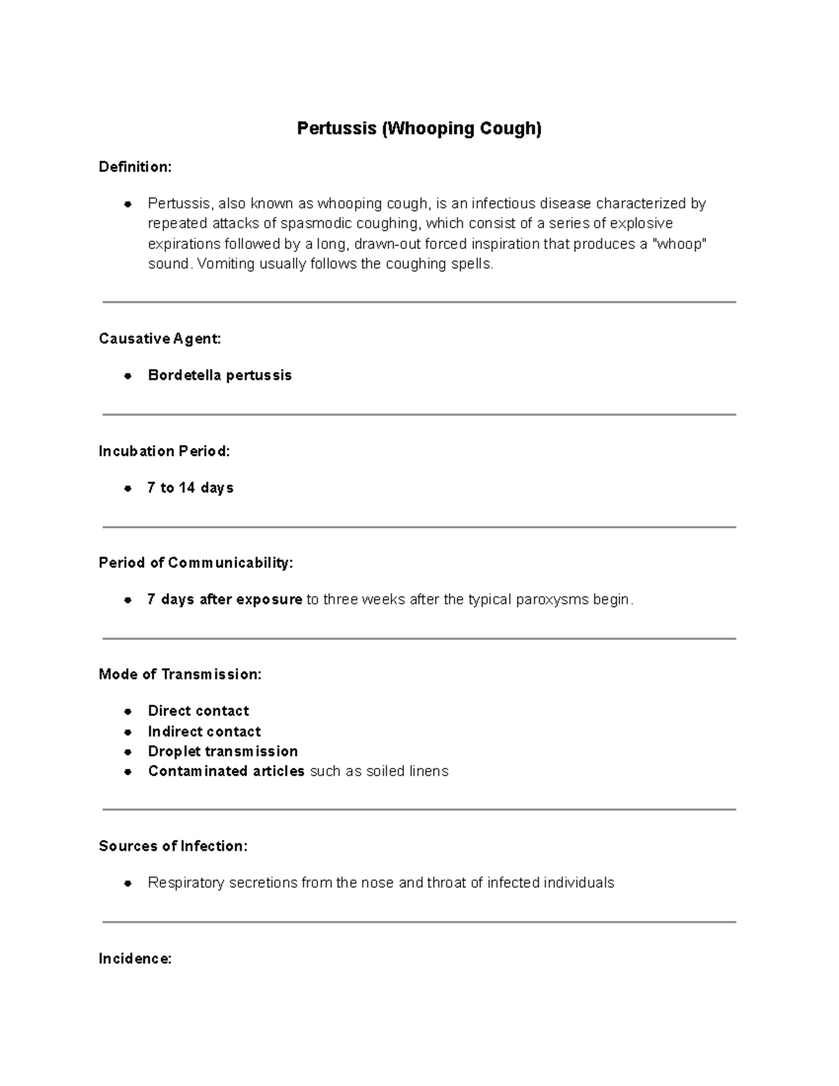 Module 17 - Notes - Pertussis (Whooping Cough) Definition: Pertussis ...