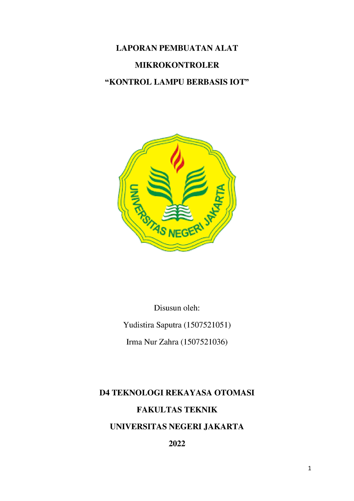 Irma dan Yudistira - Kelompok 11 Mikrokontroler - LAPORAN PEMBUATAN ...