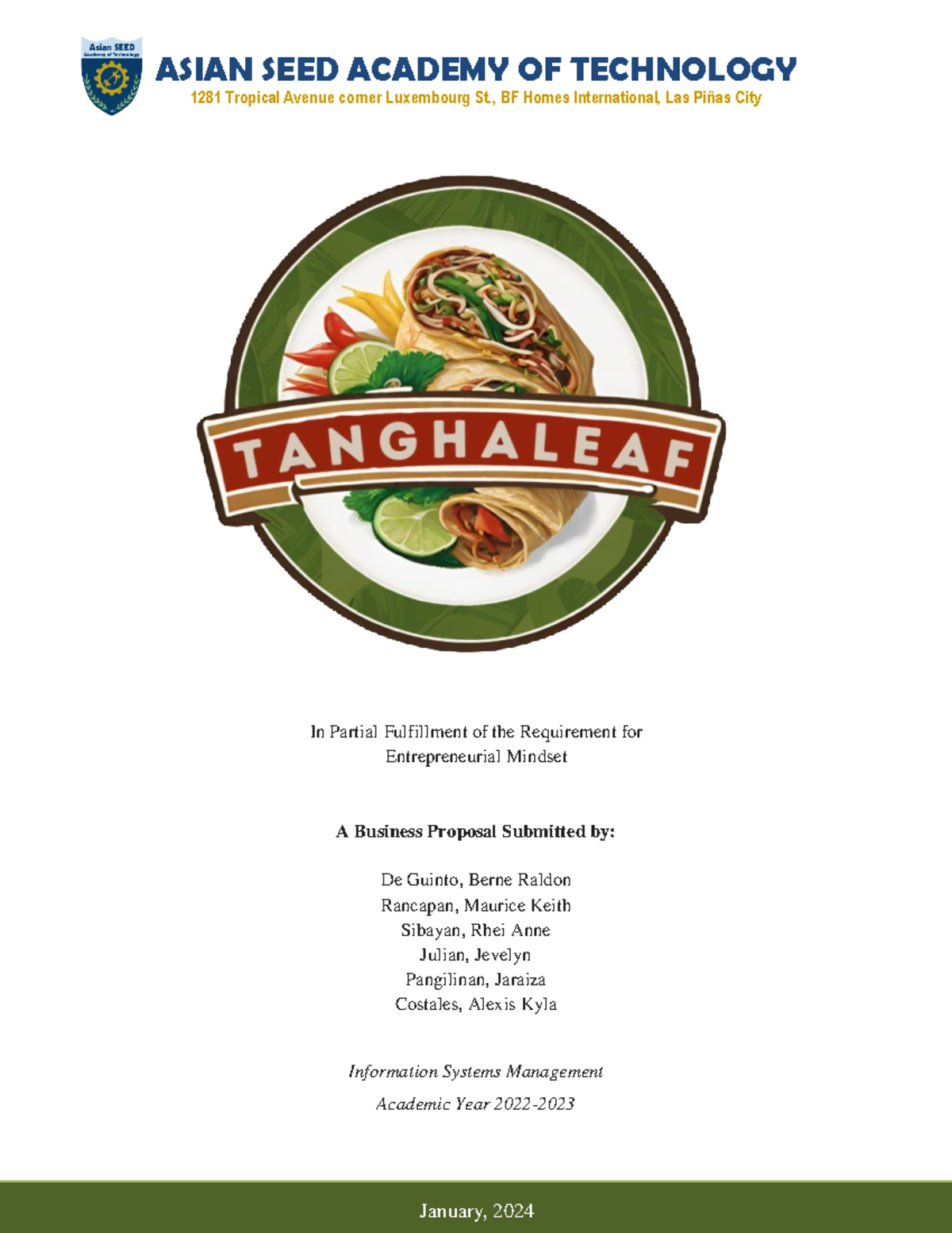 Tanghaleaf Business Proposal - 1281 Tropical Avenue corner Luxembourg ...