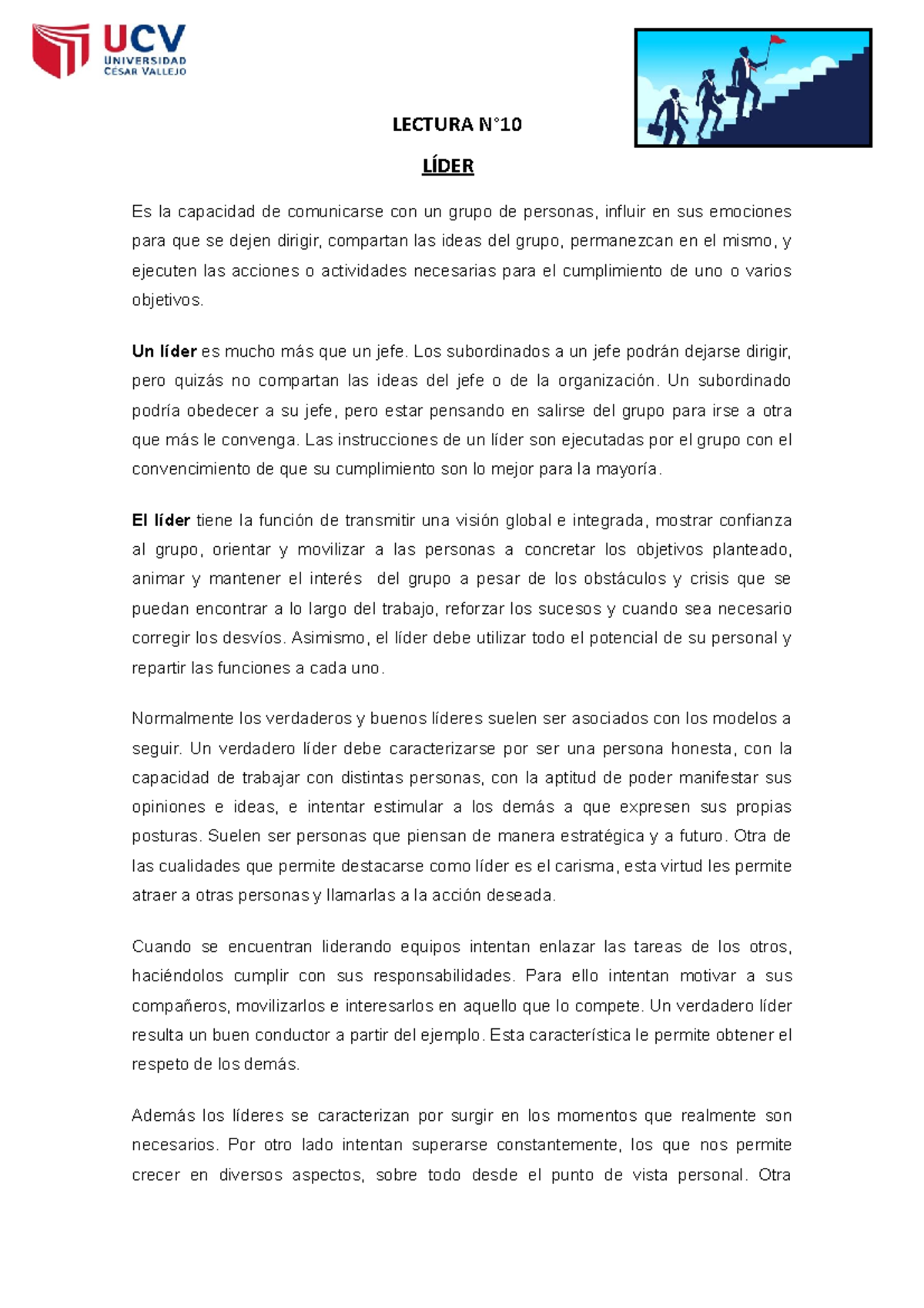 2°- Lectura N°08 - dsdgh sddg - LECTURA N° LÍDER Es la capacidad de ...