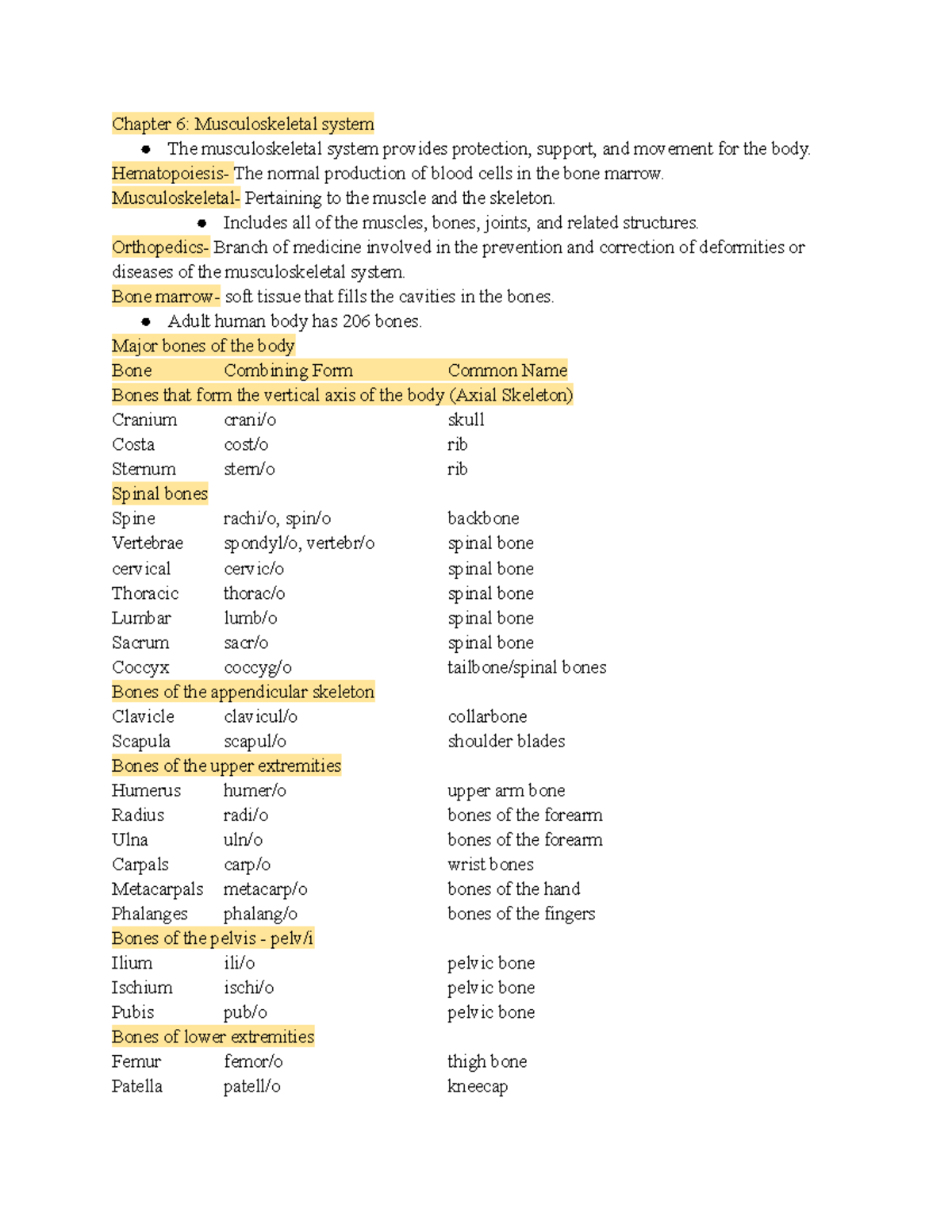 medical terminology chapter 6 case study