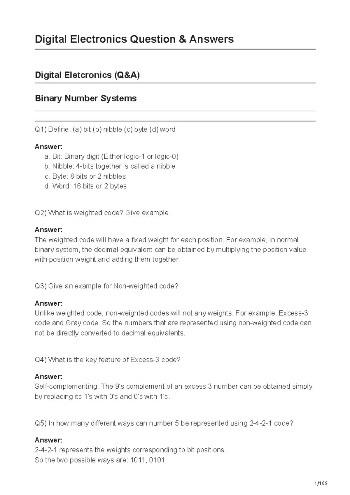 Digital Interview Questions Digital Electronics Question & Answers