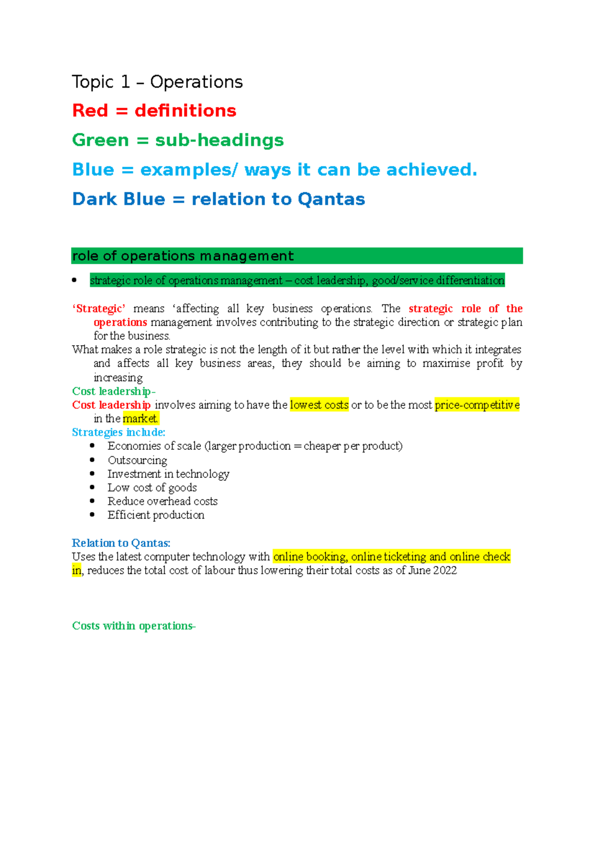 Topic 1 Operations notes - Topic 1 – Operations Red = definitions Green ...