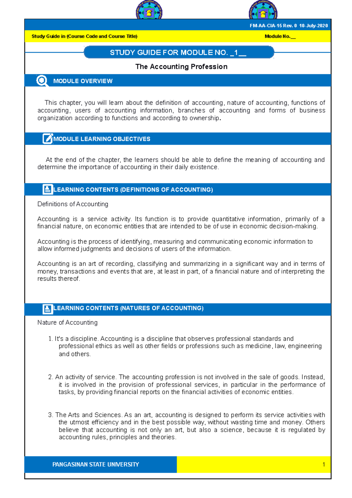 Acctg-101-SG-1 - provides consistency wherever customers choose to ...