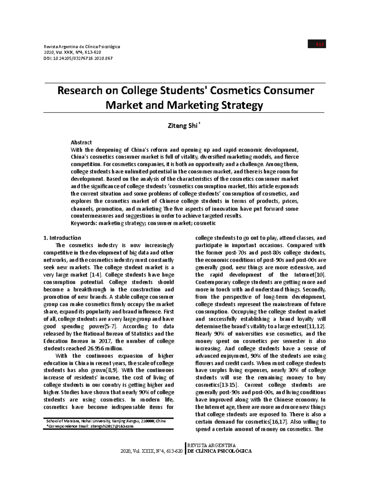 Cosmetic - Research paper - REVISTA ARGENTINA Research on College ...