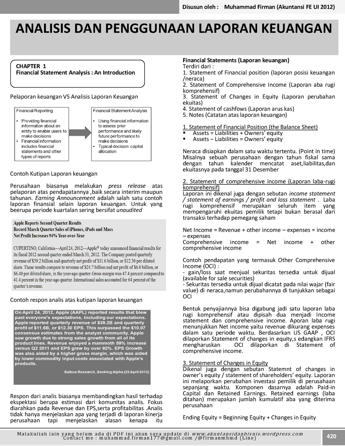 Ringkasan Aplk Summary Analisis Laporan Keuangan Studocu