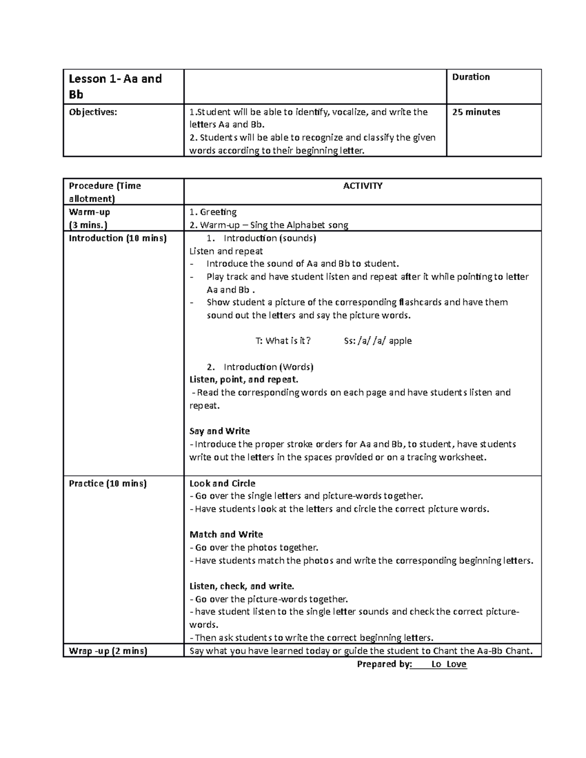 Class Flow Phonics - Lesson 1- Aa and Bb Duration Objectives: 1 will be ...