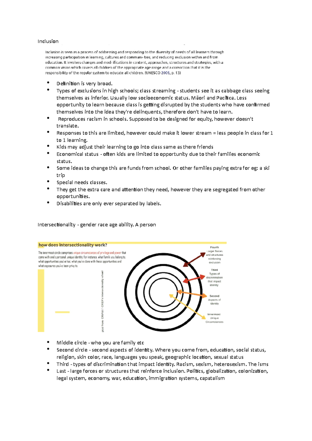 Inclusion notes - Inclusion Definition is very broad. Types of ...