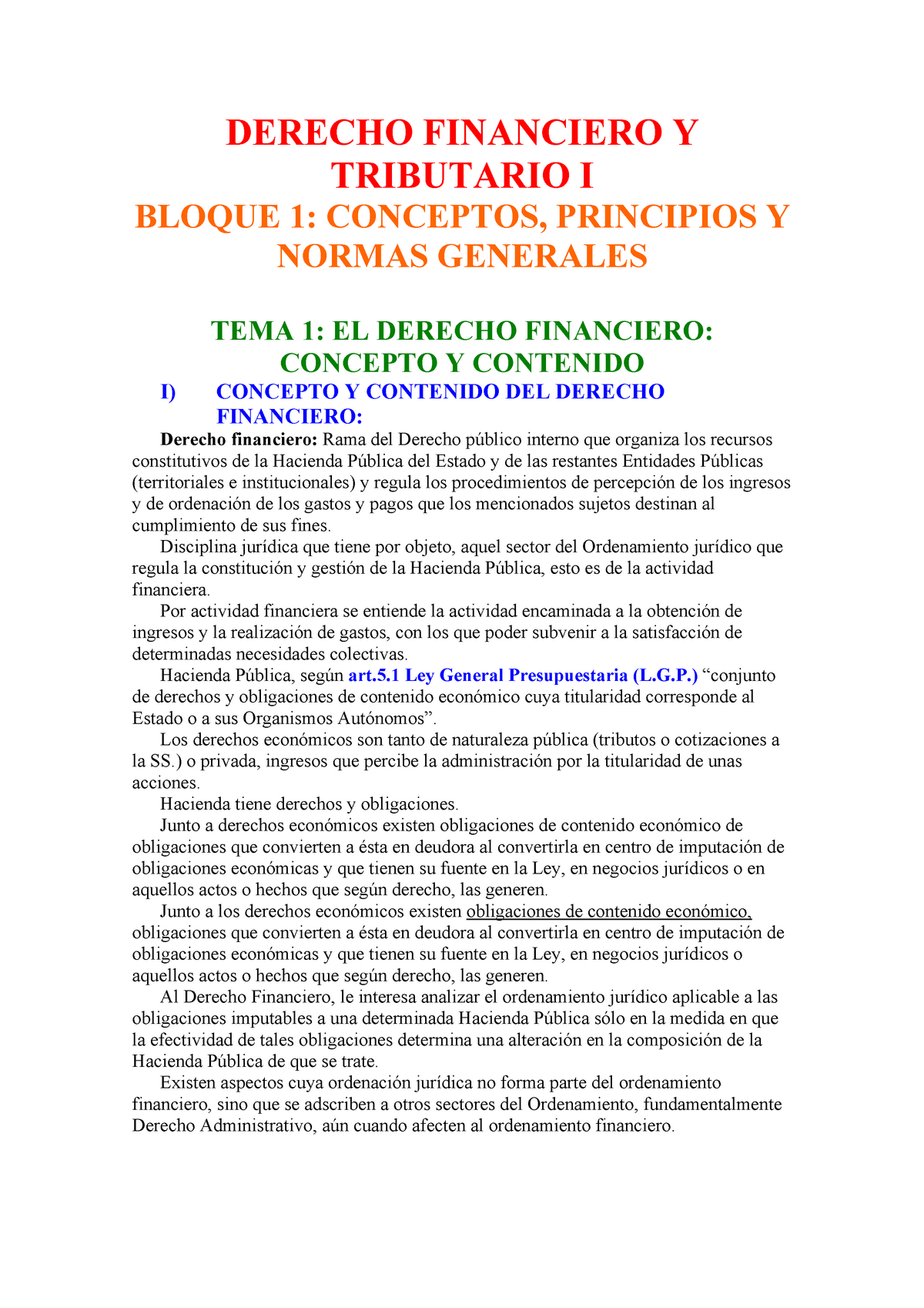 Derecho Financiero Y Tributario I Derecho Financiero Y Tributario I