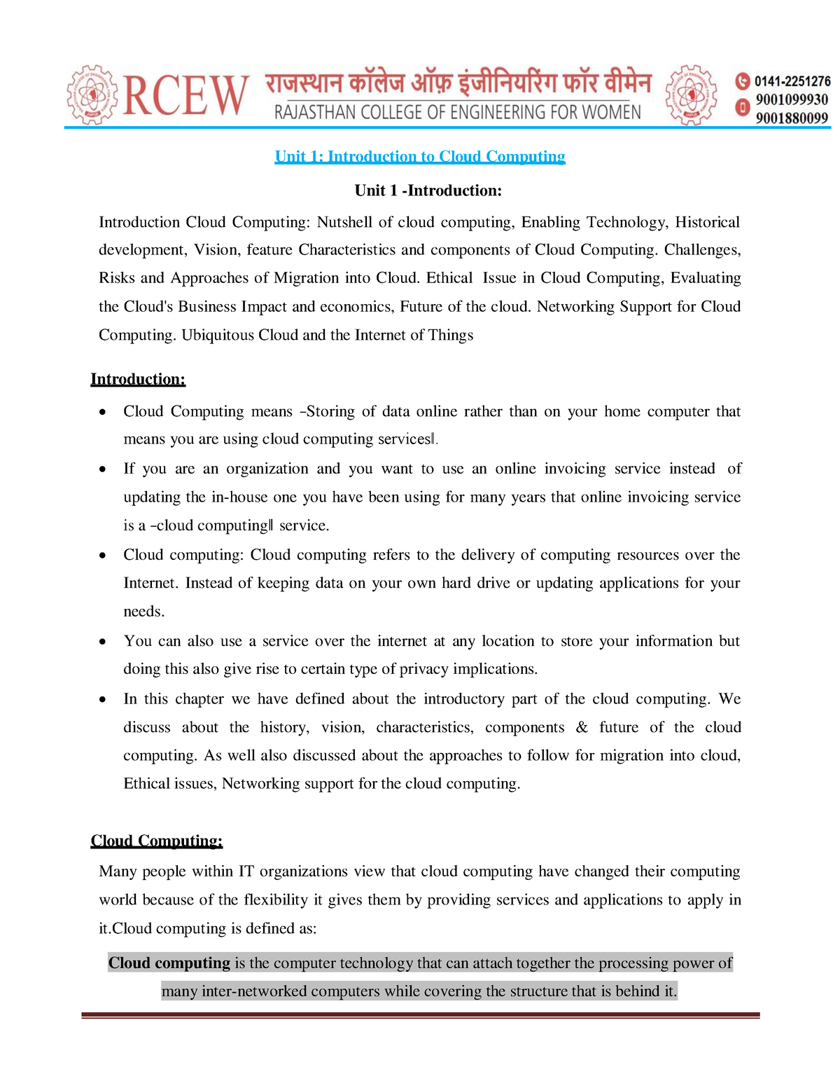 introduction to cloud computing peer graded assignment