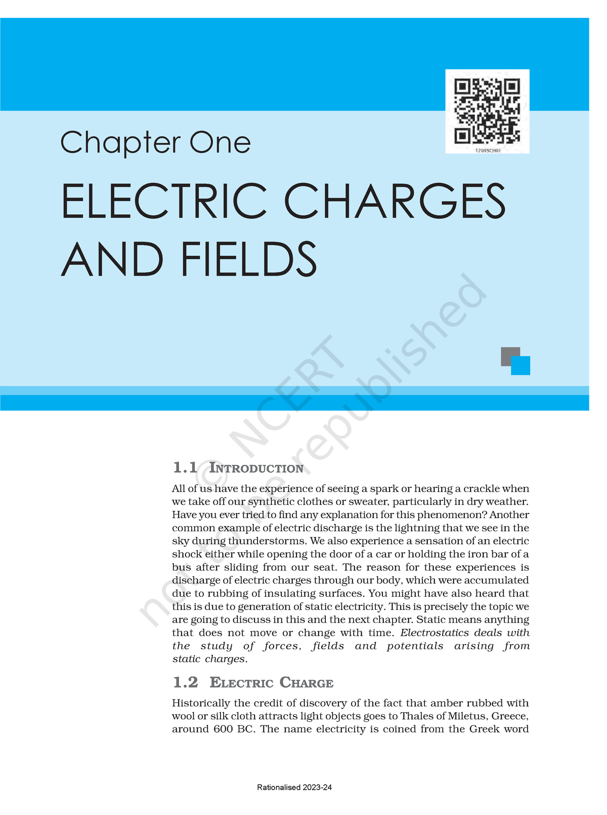 Phy (Electric Current) - Chapter One ELECTRIC CHARGES AND FIELDS 1 ...