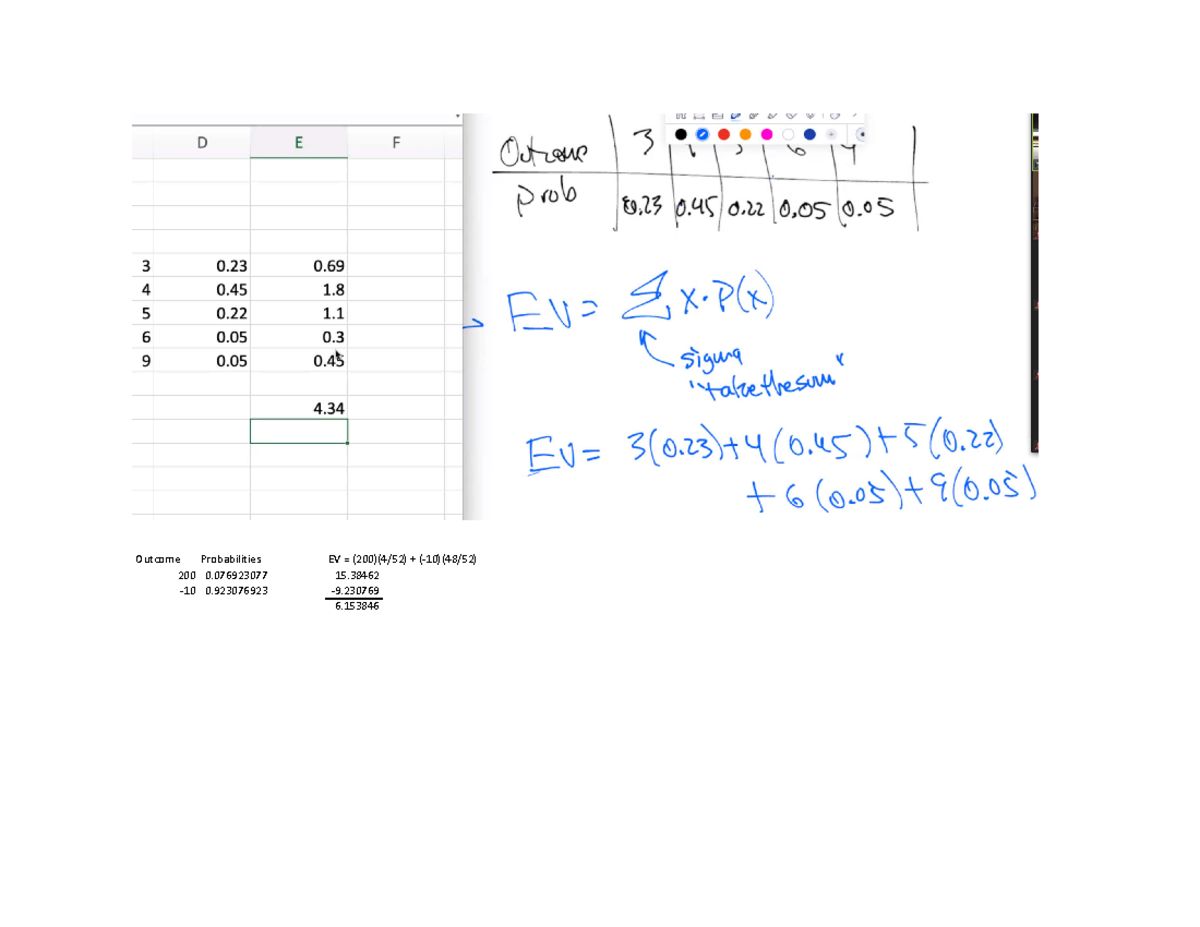 Outcome And Probabilities Notes - STAT-130 - Outcome Probabilities EV ...