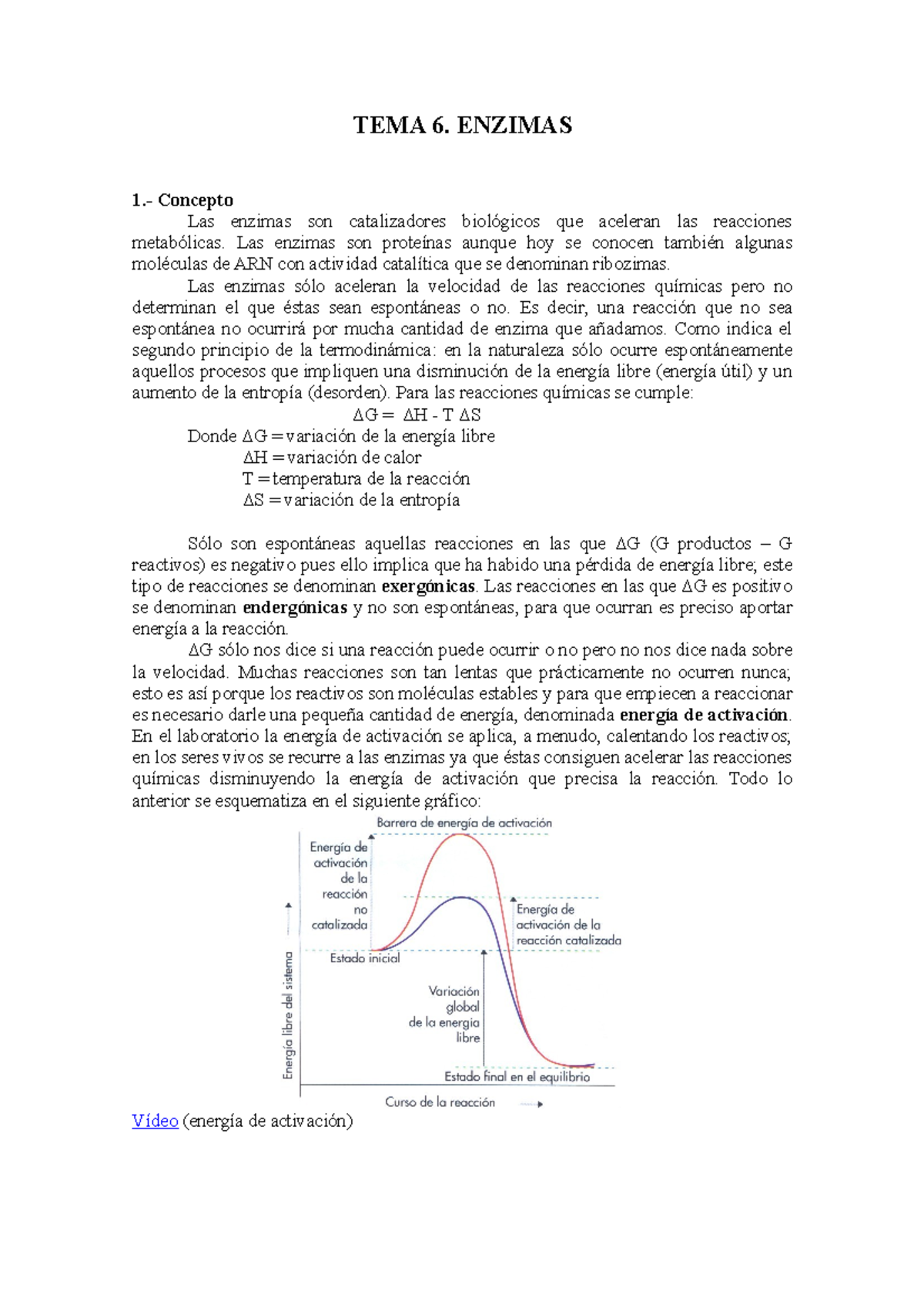 Tema Enzimas Apuntes Del Curso Tema Enzimas Concepto Las Enzimas Son Catalizadores