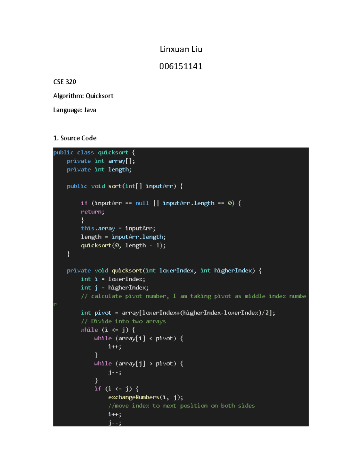 Lab Java - Ernesto Gomez - Linxuan Liu 006151141 CSE 320 Algorithm ...